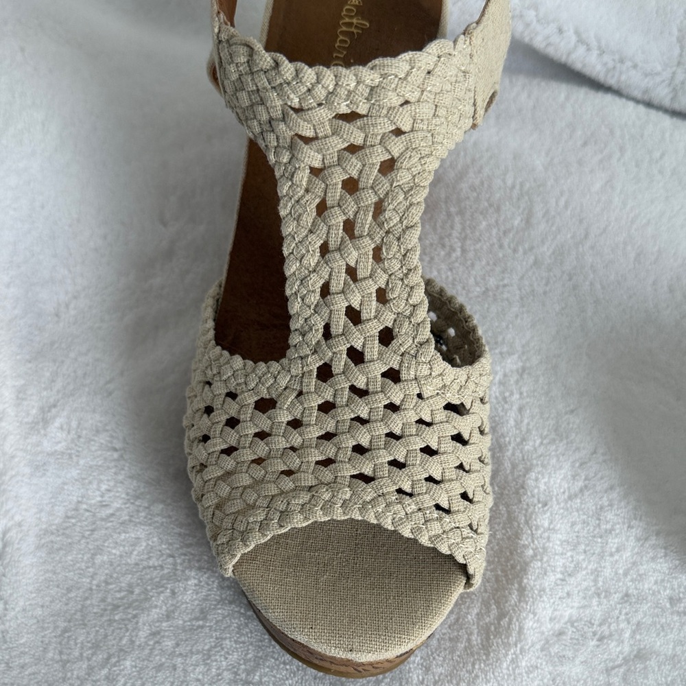 Altar’d State Sonner Natural Linen Wedge Sandals | Size 9 | NWOT - Picture 2 of 12